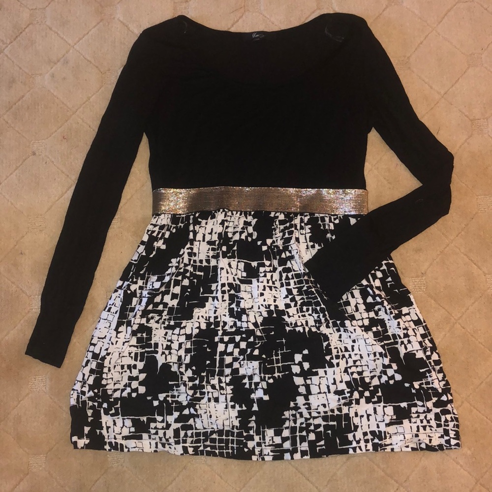 Black, White, and Gold Dress